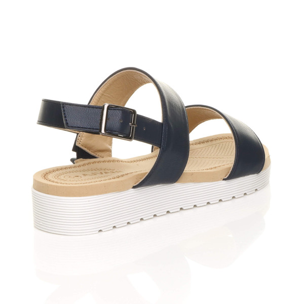 Ajvani Low Wedge Heel Slingback Buckle Strappy Flatform Sandals