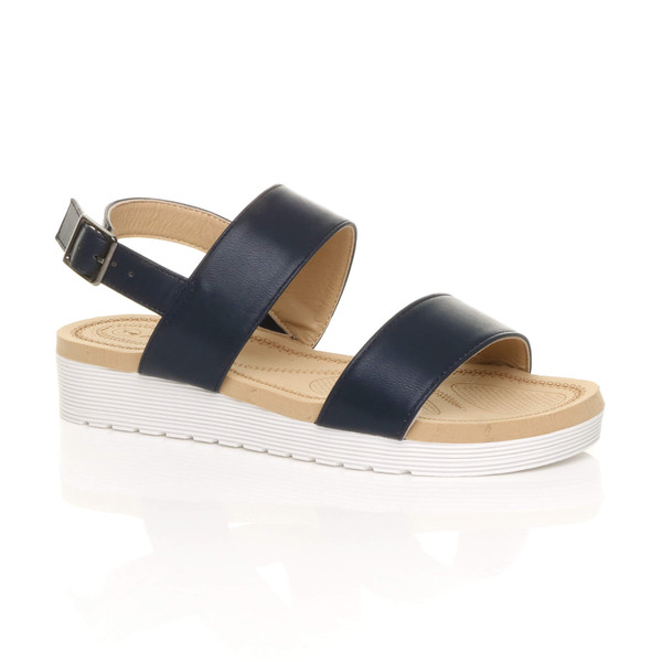 ajvani Low Wedge Heel Slingback Buckle Strappy Flatform Sandals