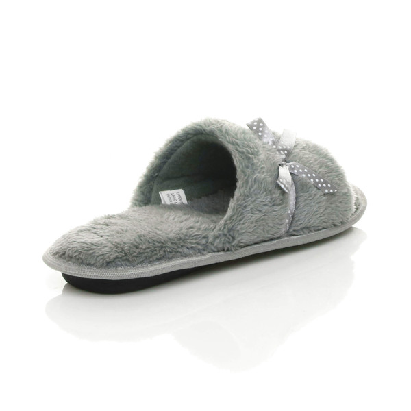 Ajvani Memory Foam Fluffy Bow Fur Lined Grip Sole Peep Toe Mule Slippers Sandals - O8328