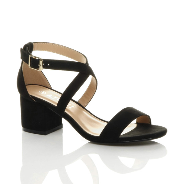 ajvani Mid Block Heel Cross Strap Party Strappy Sandals - V7440
