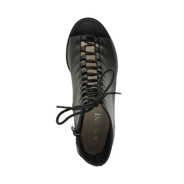 Ajvani Mid Block Heel Ghillie Peep Toe Ankle Boots - H2804