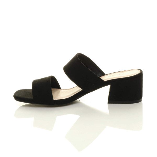 Ajvani Mid Block Heel Slip On Casual Flip Flop Strappy Mules Sandals - W4062