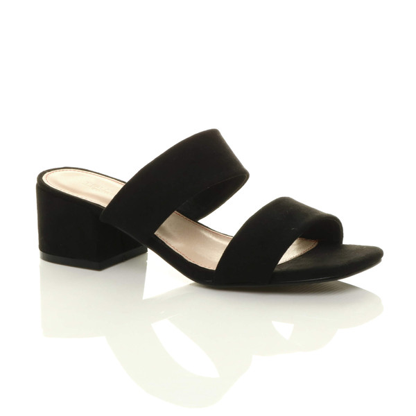 ajvani Mid Block Heel Slip On Casual Flip Flop Strappy Mules Sandals - W4062