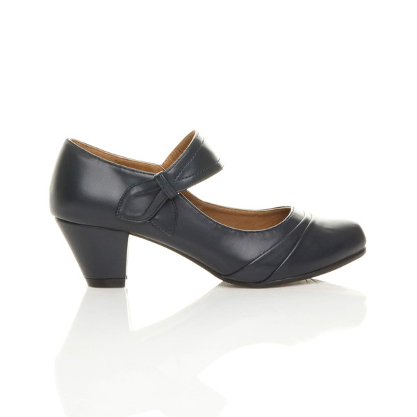 Ajvani Mid Heel Comfort Touch Close Mary Jane Court Shoes - O8591