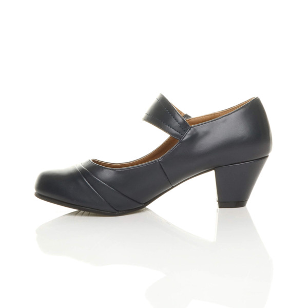 Ajvani Mid Heel Comfort Touch Close Mary Jane Court Shoes - O8591