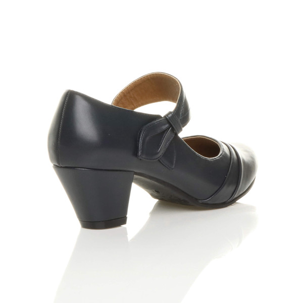 Ajvani Mid Heel Comfort Touch Close Mary Jane Court Shoes - O8591