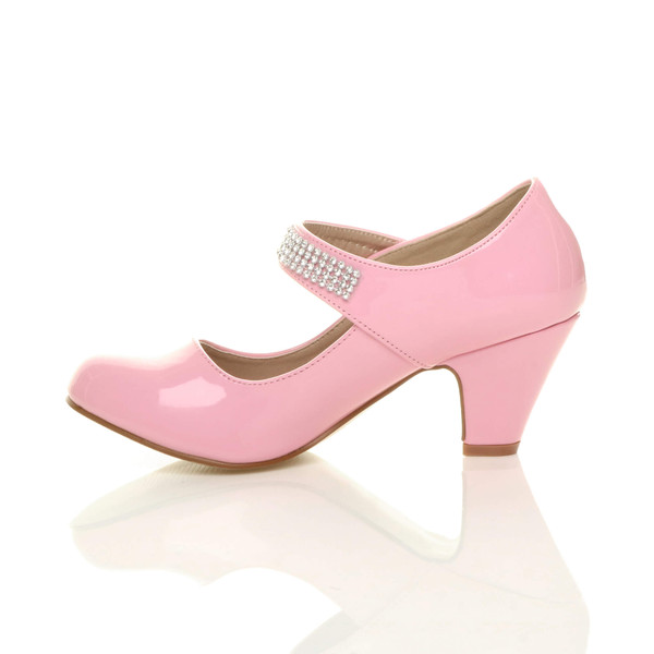 Ajvani Mid Heel Mary Jane Diamante Court Shoes - J8321