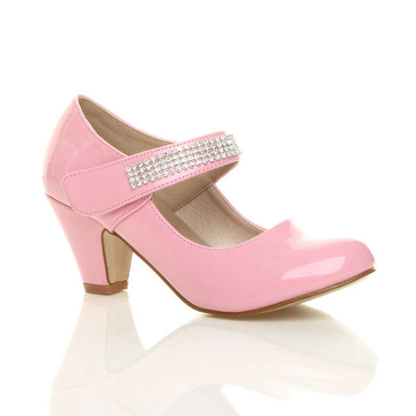 ajvani Mid Heel Mary Jane Diamante Court Shoes - J8321