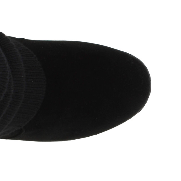 Ajvani Mid Heel Wedge Knitted Collar Slouch Ankle Boots - K1095