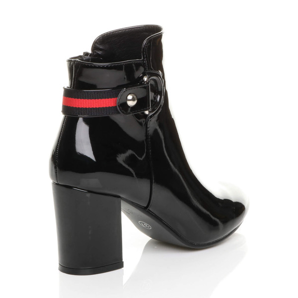 Ajvani Mid High Block Heel Smart Zip Ankle Boots - G4398