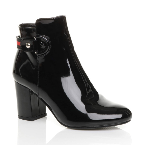 ajvani Mid High Block Heel Smart Zip Ankle Boots - G4398
