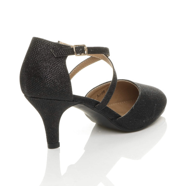 Ajvani Mid High Block Heel Strappy Crossover Open Side Shoes Sandals - V0216