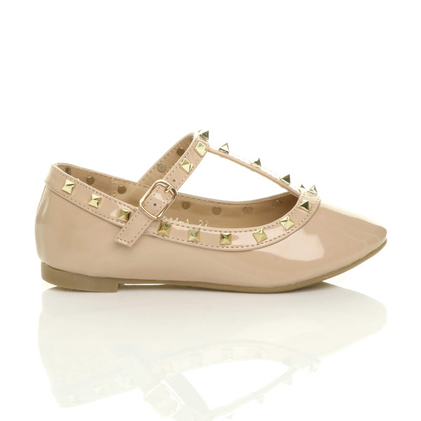 Ajvani Studded T-Bar Ballet Flats Ballerina Shoes - Q4682