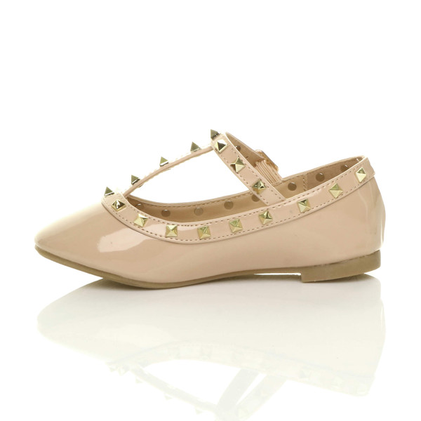 Ajvani Studded T-Bar Ballet Flats Ballerina Shoes - Q4682