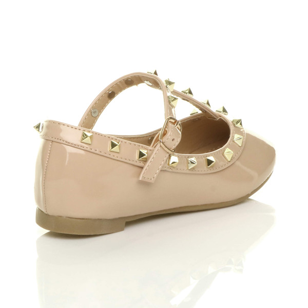 Ajvani Studded T-Bar Ballet Flats Ballerina Shoes - Q4682