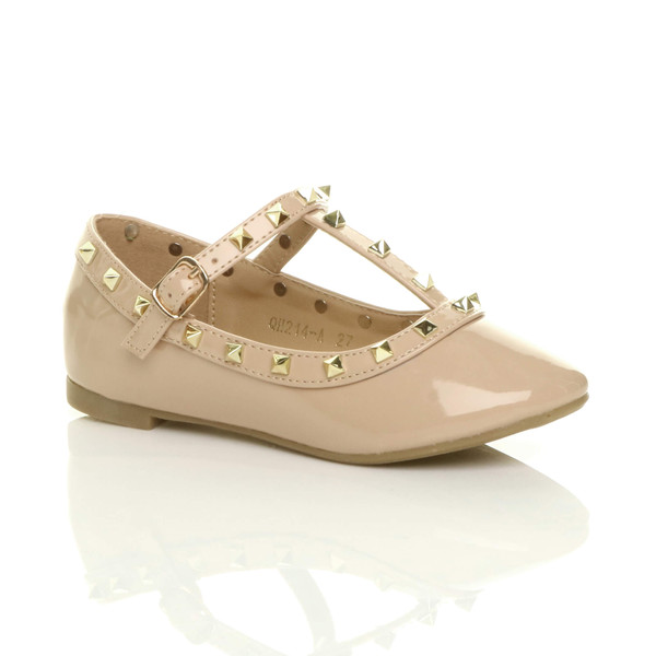 ajvani Studded T-Bar Ballet Flats Ballerina Shoes - Q4682