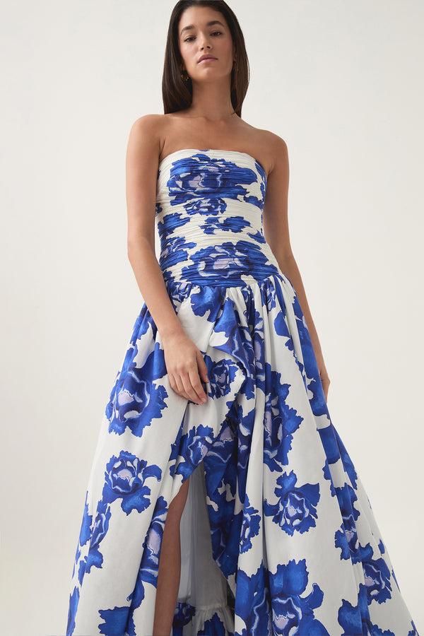 Aje Behold Maxi Dress Boldly Blooming Cobalt
