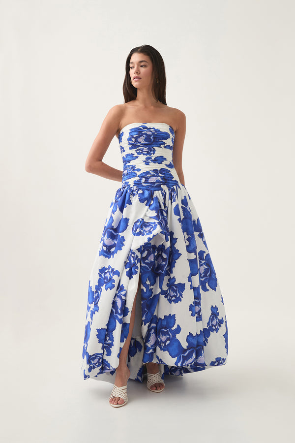 aje Behold Maxi Dress Boldly blooming cobalt