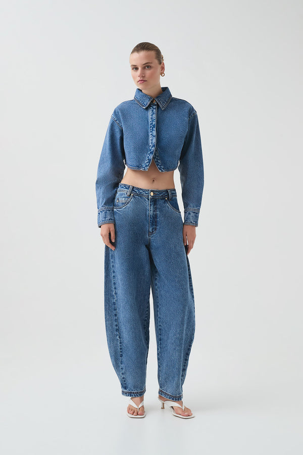 Aje Blues Denim Barrel Jeans 80s Blue Wash