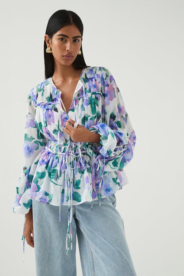 Aje Clover Blouse Lilac Dawn