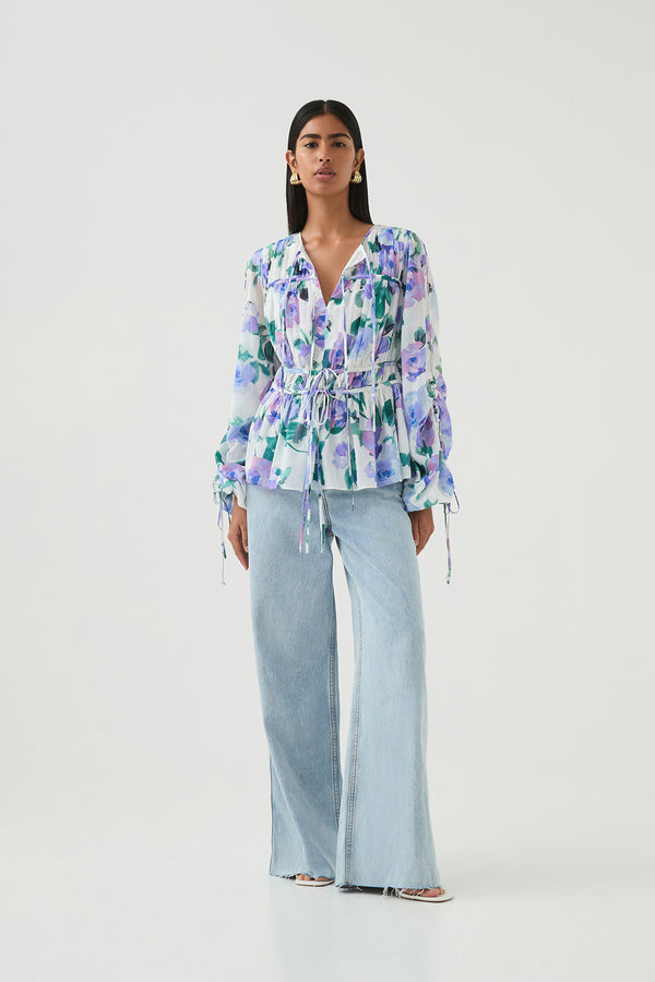 aje Clover Blouse Lilac dawn