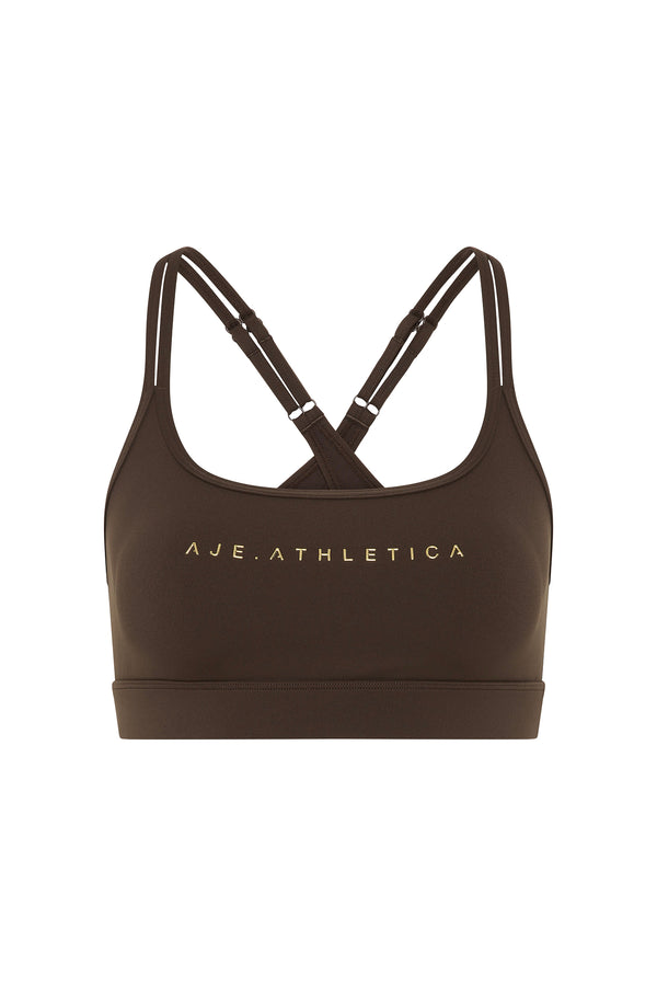 Aje Double Strap Sports Bra 323 Chocolate