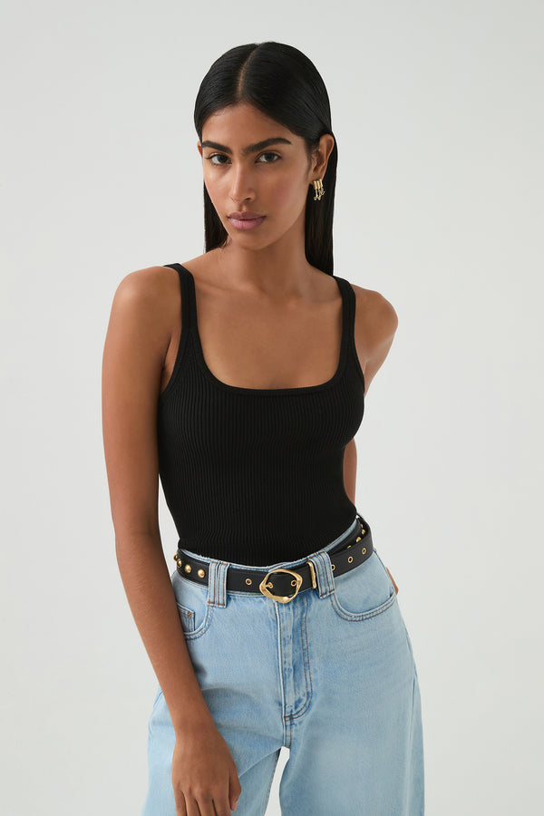 aje Emma Knit Tank Black