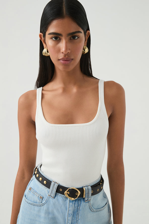 aje Emma Knit Tank Ivory