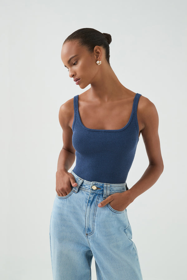 aje Emma Knit Tank Slate