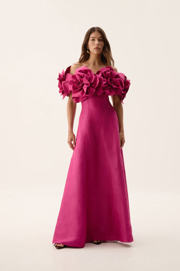 Aje Etta Gown Magenta