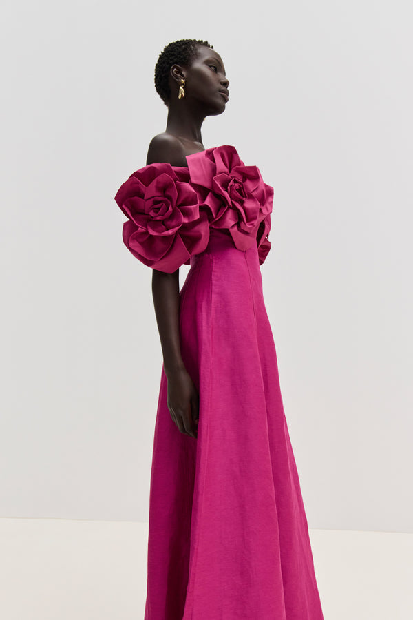 aje Etta Gown Magenta