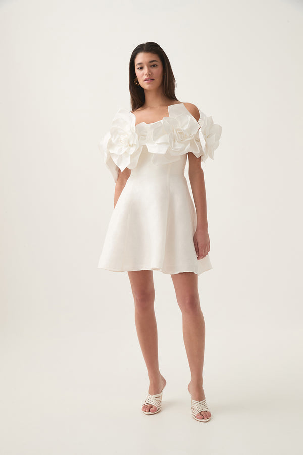 aje Etta Mini Dress Ivory