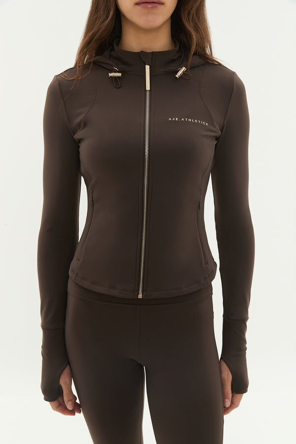 Aje Fitted Running Jacket Chocolate