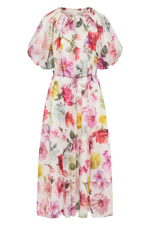 Aje Fleur Midi Dress Collage Floral