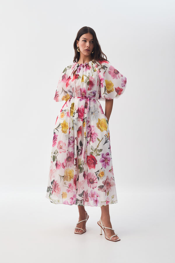 Aje Fleur Midi Dress Collage Floral
