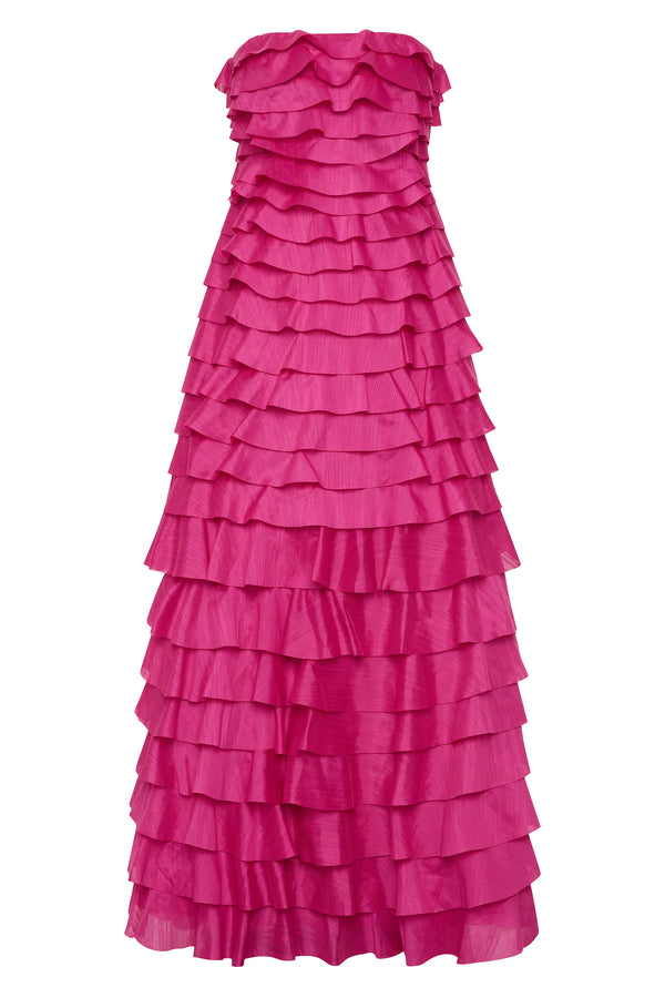 Aje Fleur Pleated Gown Magenta
