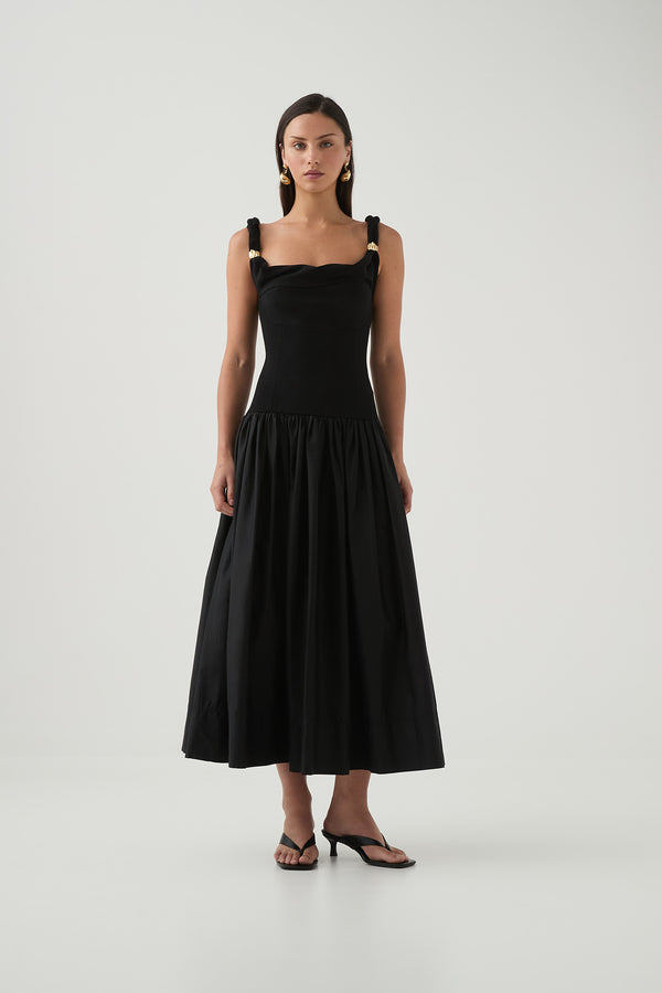 aje Halcyon Knit Midi Dress Black