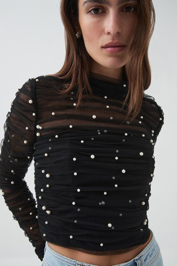 Aje Juniper Crop Top Black