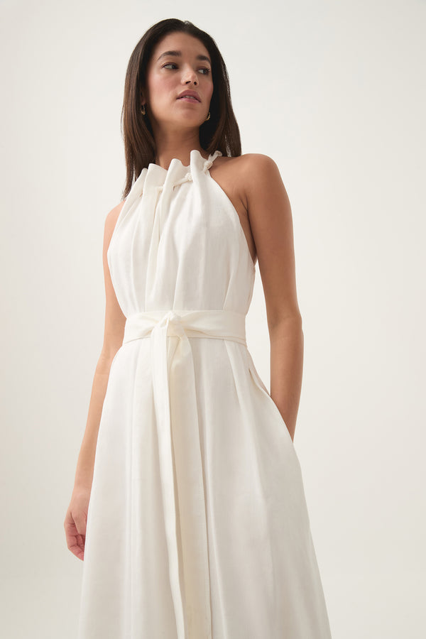 Aje Mariel Trapeze Midi Dress Ivory
