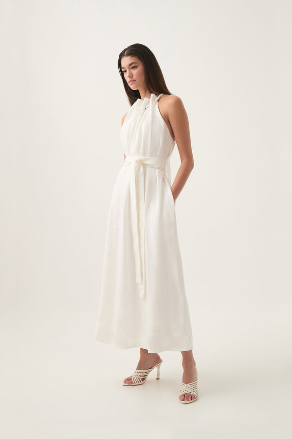 Aje Mariel Trapeze Midi Dress Ivory
