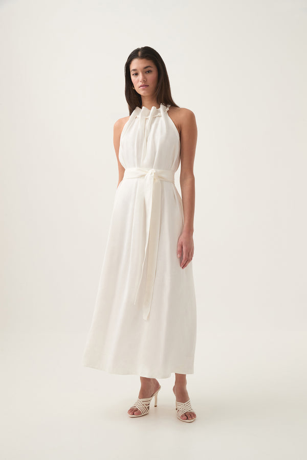 aje Mariel Trapeze Midi Dress Ivory