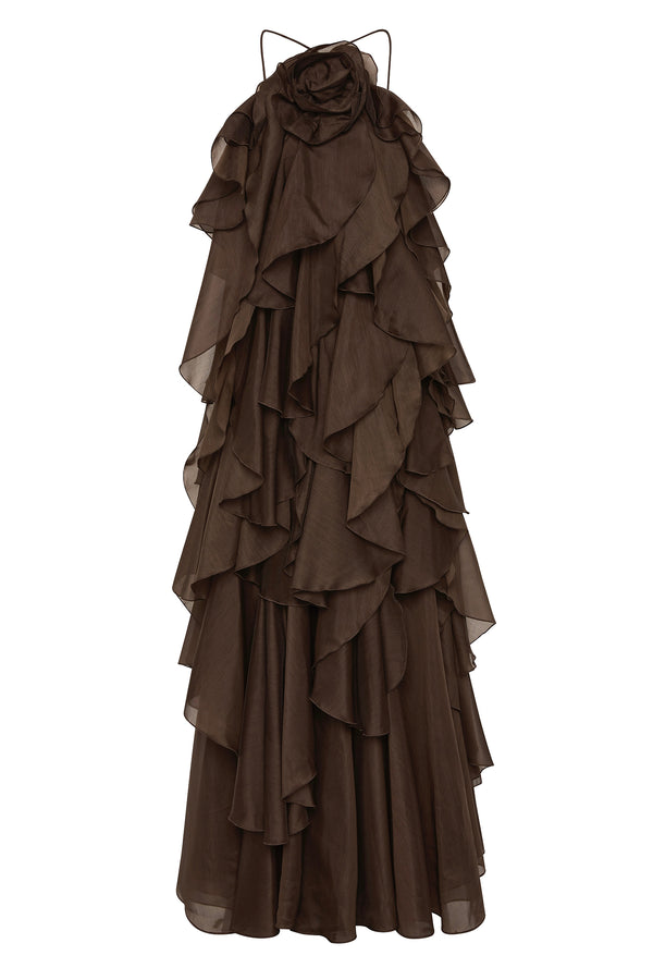 Aje Pandorea Layered Maxi Dress Carob