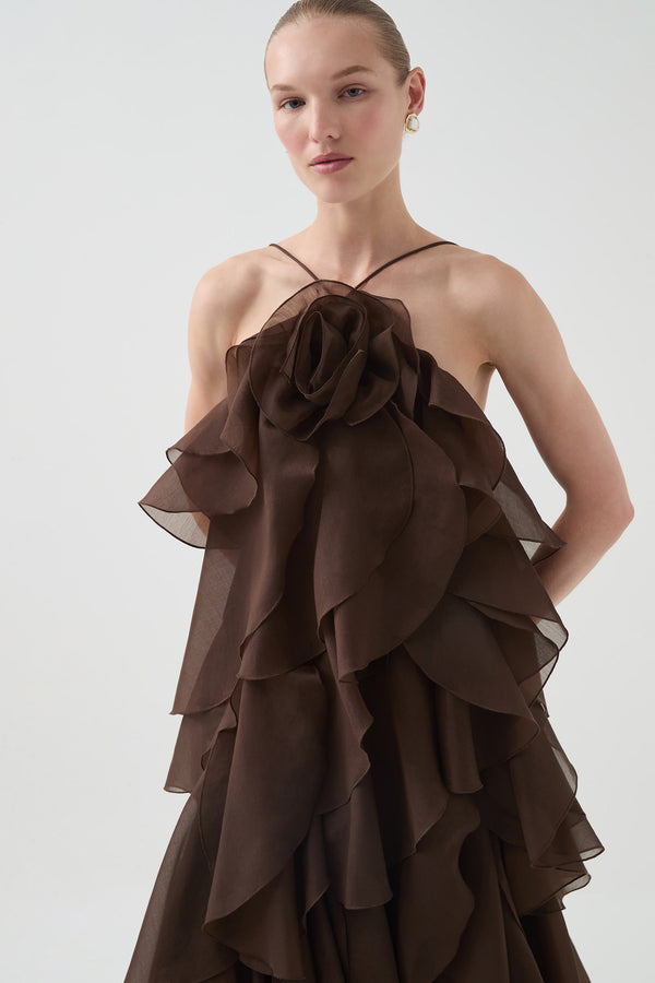 Aje Pandorea Layered Maxi Dress Carob