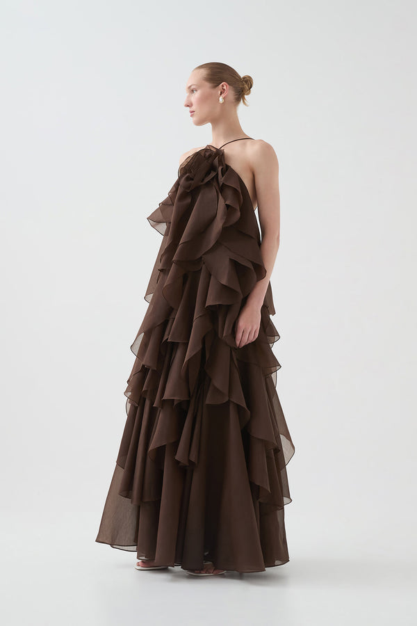 Aje Pandorea Layered Maxi Dress Carob