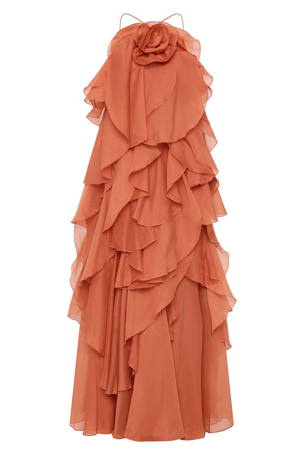 Aje Pandorea Layered Maxi Dress Coral Clay