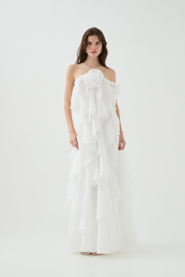 Aje Pandorea Layered Maxi Dress Ivory