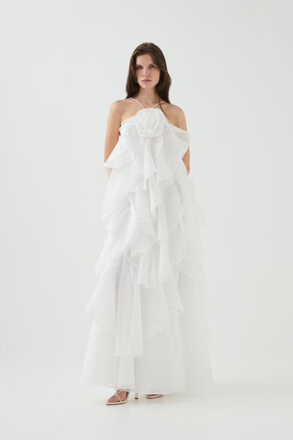 aje Pandorea Layered Maxi Dress Ivory