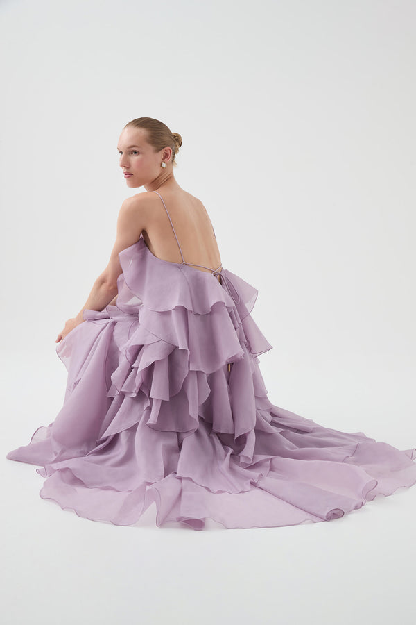 Aje Pandorea Layered Maxi Dress Lilac