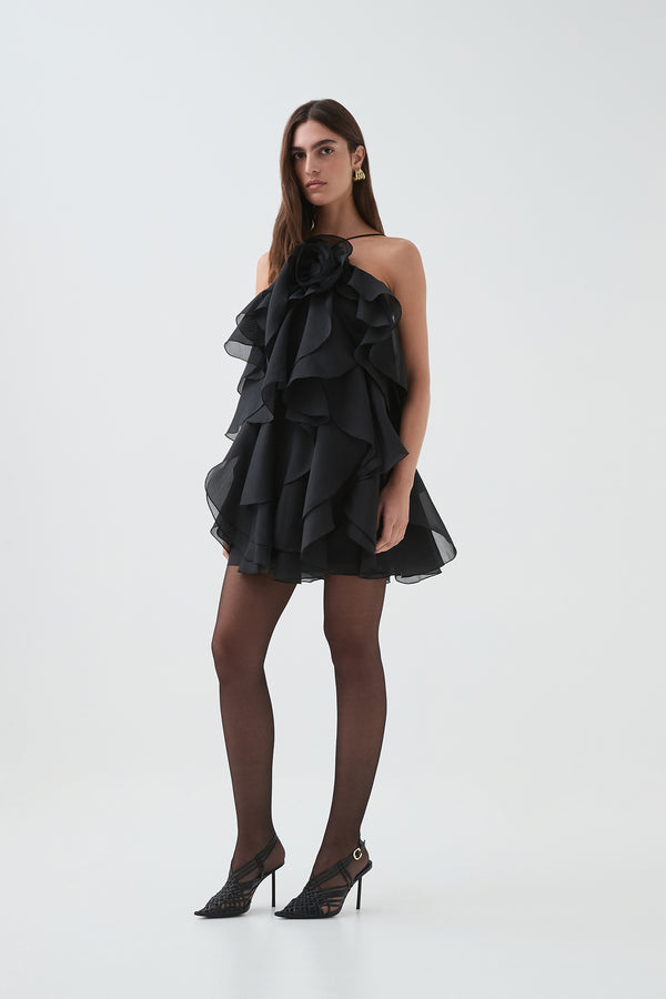 aje Pandorea Layered Mini Dress Black
