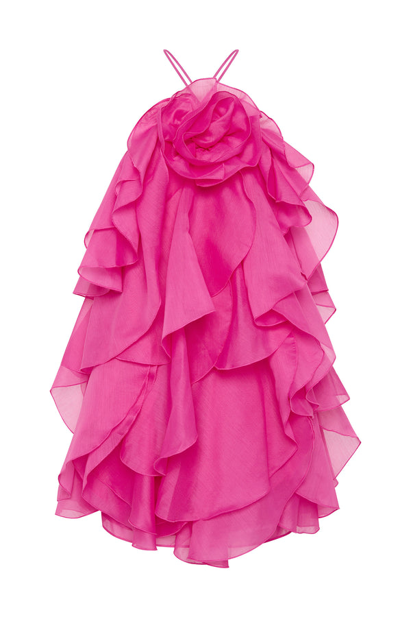 Aje Pandorea Layered Mini Dress Fuchsia Rose